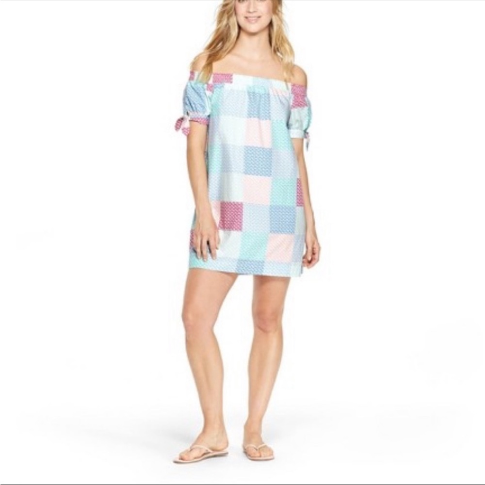 Vineyard vines x Target Women’s XS whale dress Patchwork Off Shoulder Mini Dress
